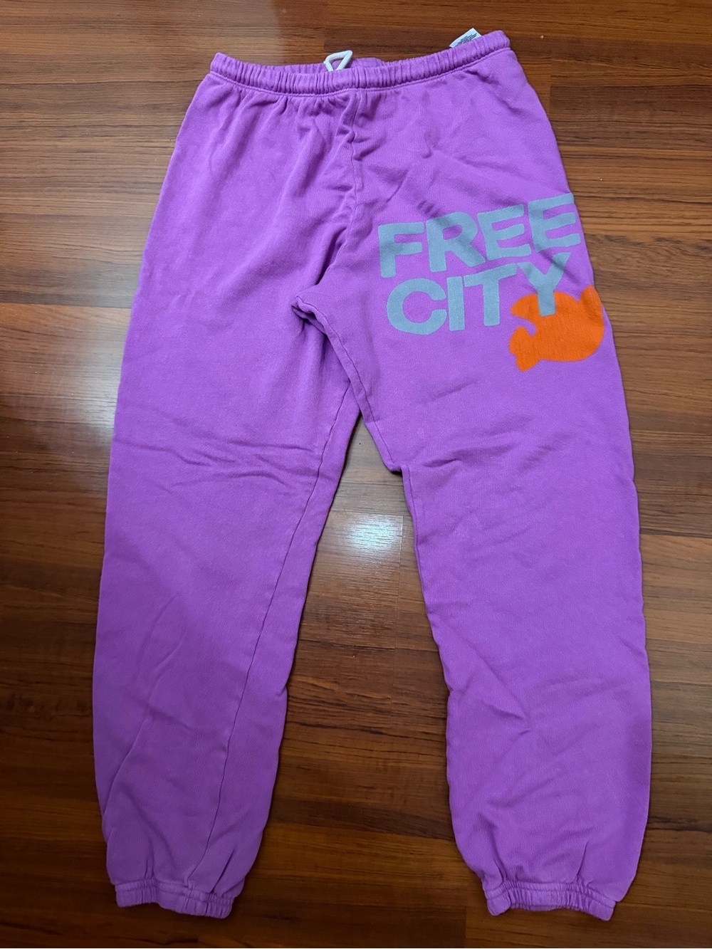 freecity Purple Track Joggers with Orange Graphic